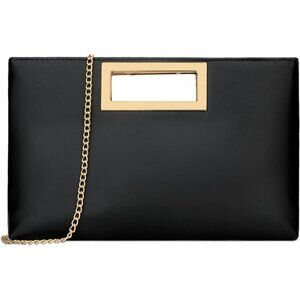 Women’s Black Leather Imported Magnetic Evening Purse Hand Bags